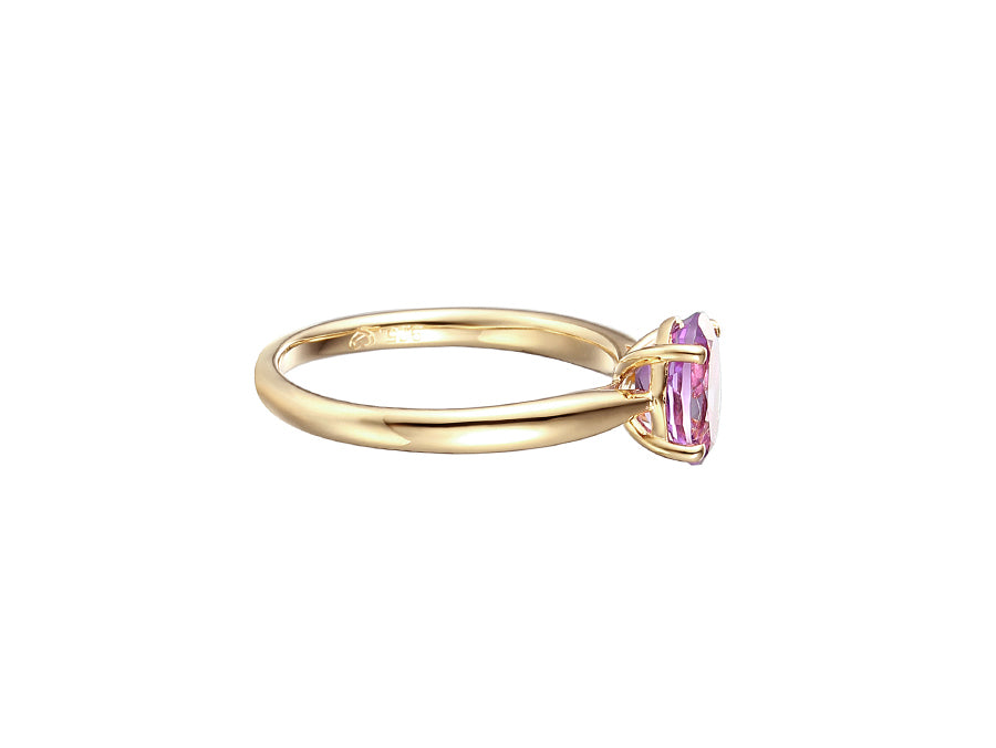 9ct Gold Oval Amethyst Set Solitaire Ring