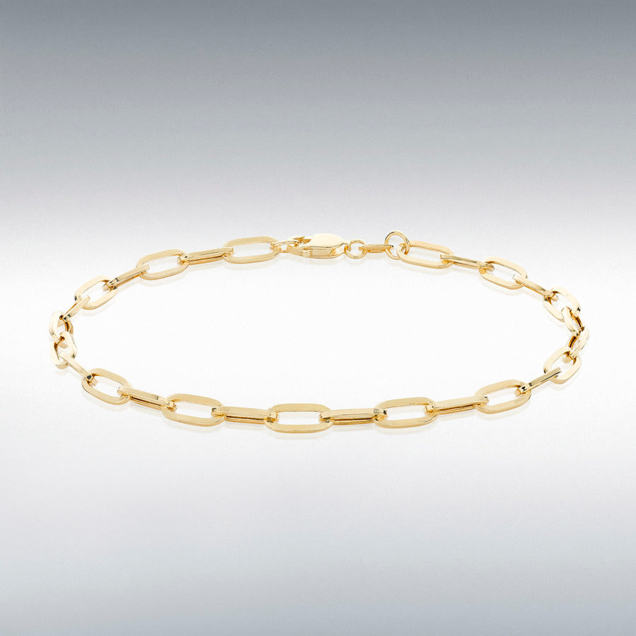 9ct Gold Oval Paper Chain Link Design Bracelet