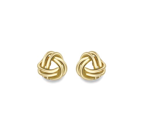 9ct Gold Polished Twin Tube Knot Stud Earrings