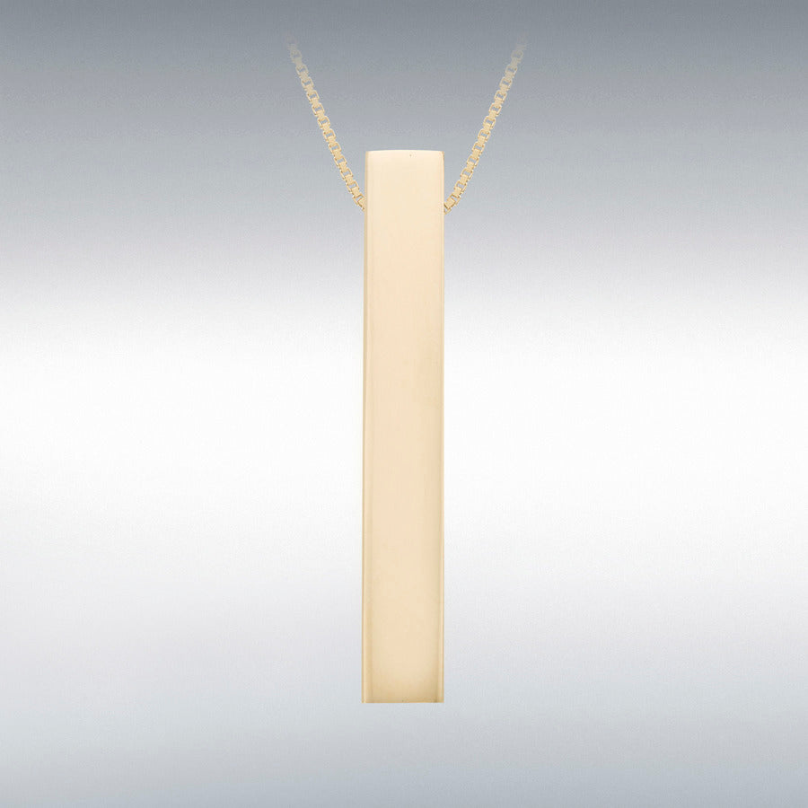9ct Gold Vertical Rectangular Cuboid Bar Slider Pendant Necklace