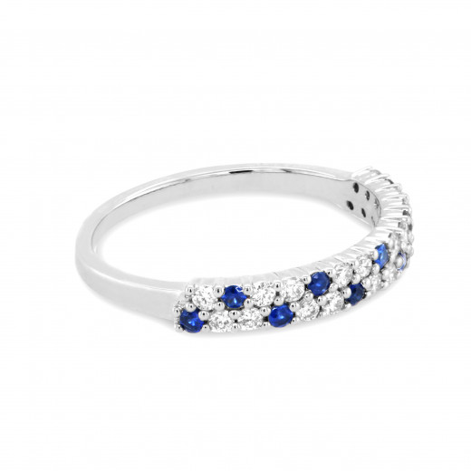 9ct White Gold Sapphire & Diamond Set Dress Half Eternity Ring