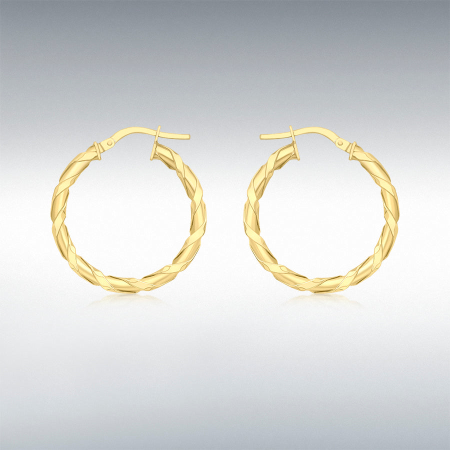 9ct Yellow Gold 25mm Twist Hoop Earrings