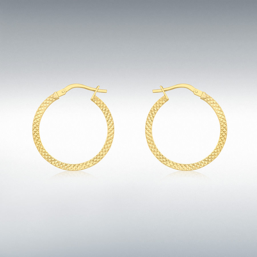 9ct Yellow Gold Cobra-Textured 20mm Hoop Earrings