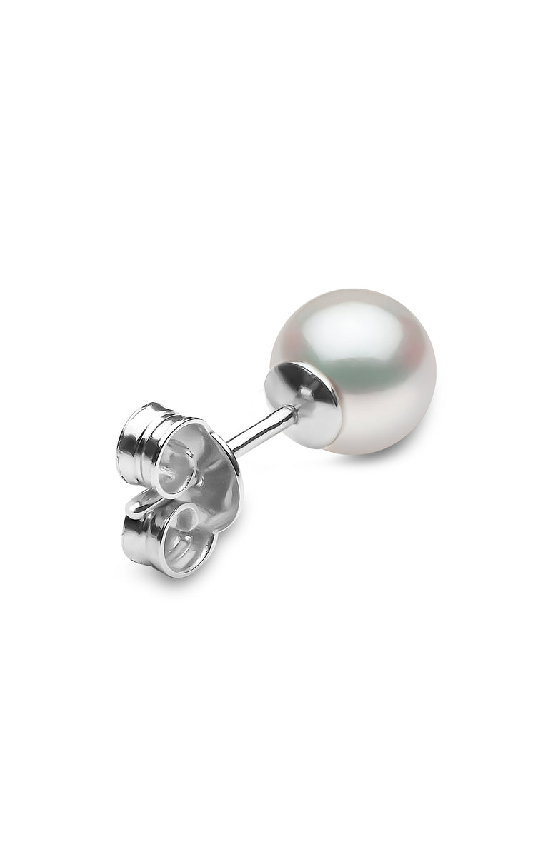 YOKO London 18ct White Gold 6mm Cultured Japanese Akoya Pearl Stud Earrings