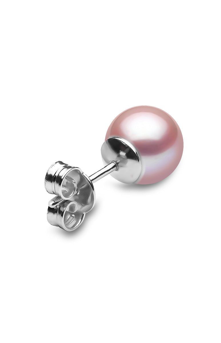 YOKO London 18ct White Gold 8mm Pink Cultured Freshwater Pearl Stud Earrings