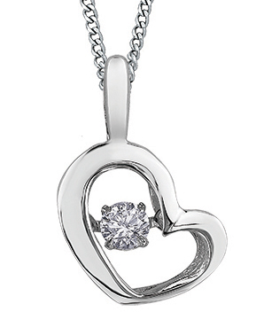 9ct Canadian White Gold Pulse Diamond Set Heart Pendant Necklace P3113W/05C-10