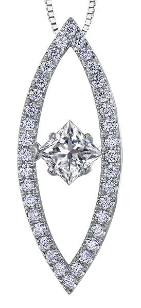 9ct Canadian White Gold Pulse Diamond Set Marquise Pendant Necklace P3200W/50C-10