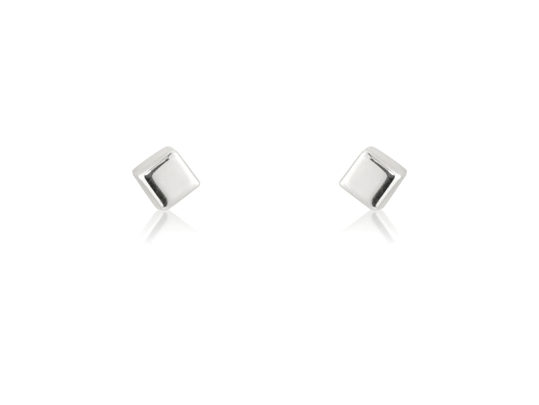 9ct White Gold Small Cube Stud Earrings