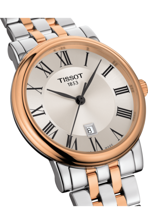 Tissot Carson Premium Lady Silver Diamond Set Dial Two Tone Womens Quartz Watch T1222102203301