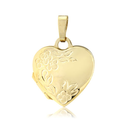 9ct Gold Heart Shaped Locket Pendant Necklace 