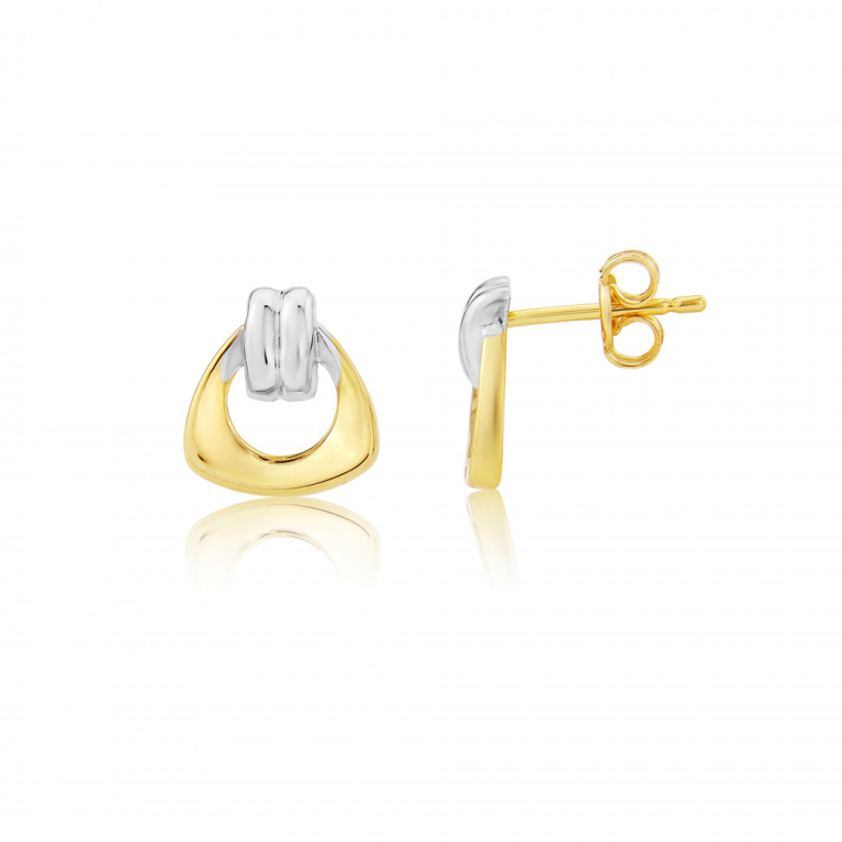 9ct Yellow & White Gold Openwork Stud Earrings