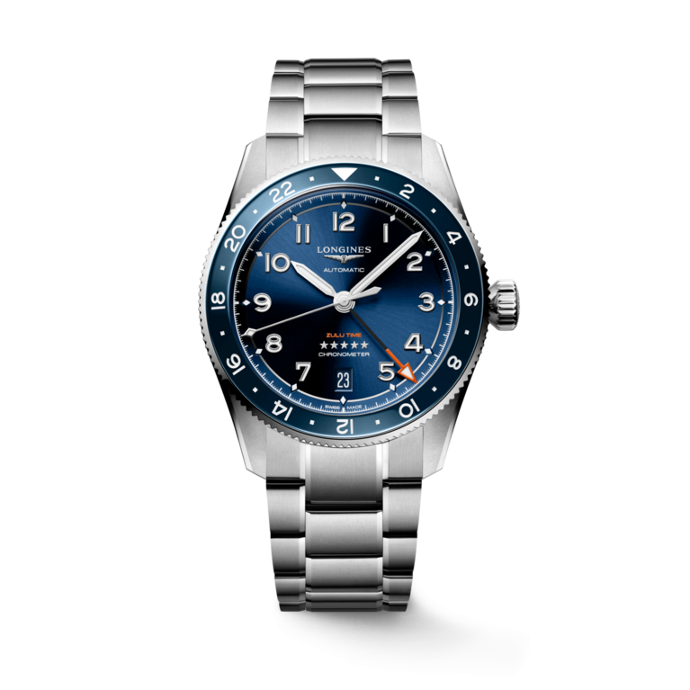 Longines Spirit Zulu Time Blue Dial Stainless Steel Mens GMT Watch 39mm L38024936