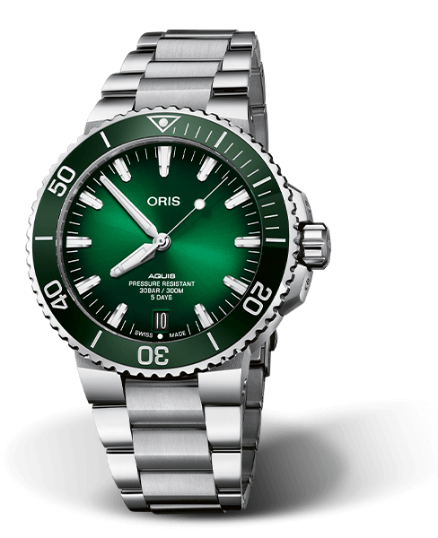 Oris Aquis Date Calibre 400 Green Dial Stainless Steel Mens 43.5mm Watch