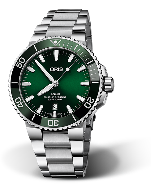 Oris Aquis Date Green Dial Stainless Steel Mens 43.5mm Watch