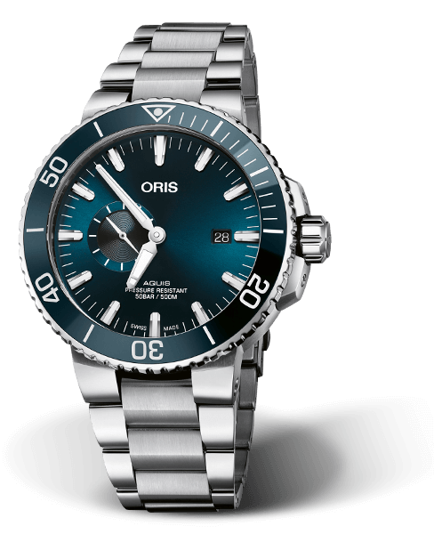 Oris Aquis Small Second Date Blue Dial Stainless Steel Mens  Watch
