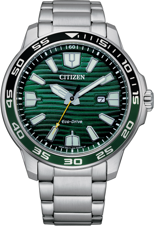 Citizen Eco-Drive Sport Green Dial Stainless Steel Mens Watch AW1526-89X