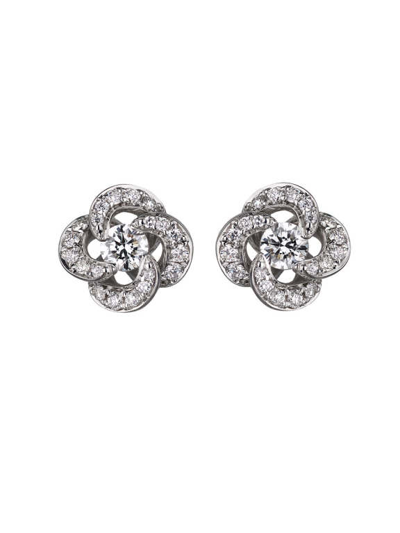Shaun Leane 18ct White Gold & Diamond Entwined Petal Flower Stud Earrings EN045.WGWHEOS