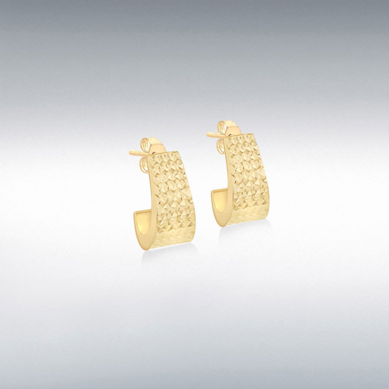 9ct Gold Diamond Cut Tapered Stud Earrings