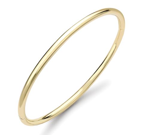 9ct Gold Oval Hinged Solid Bangle