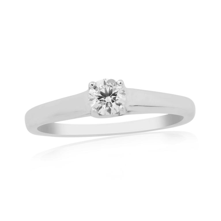 9ct White Gold Solitaire 4 Claw Set 0.25ct Single Stone Diamond Ring