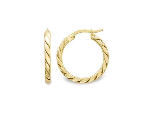 9ct Yellow Gold 15mm Twist Hoop Earrings