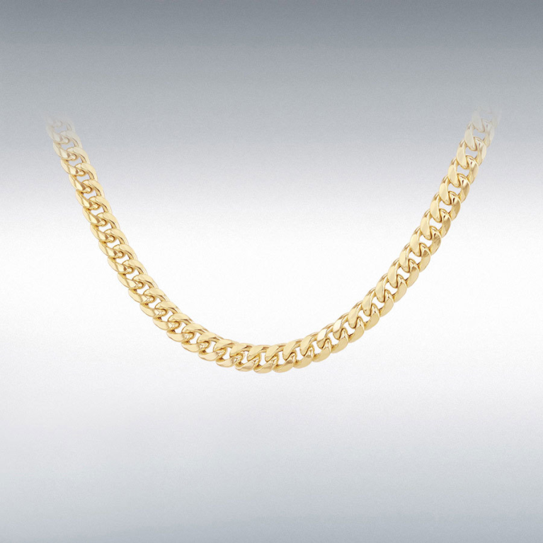 9ct Yellow Gold Cuban Link Chain 18" Necklace