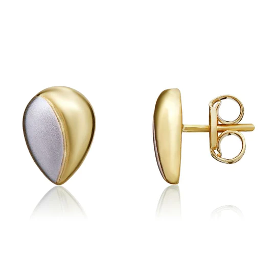 9ct Yellow & White Gold Pear-Shaped Stud Earrings