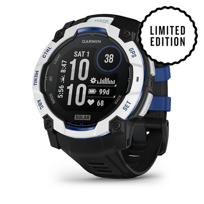 GARMIN Instinct 3 50mm Solar Whitestone Black & Bolt Blue Polymer Smartwatch 010-02935-03