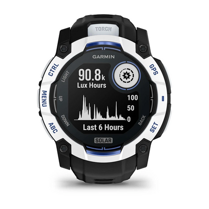 GARMIN Instinct 3 50mm Solar Whitestone Black & Bolt Blue Polymer Smartwatch 010-02935-03