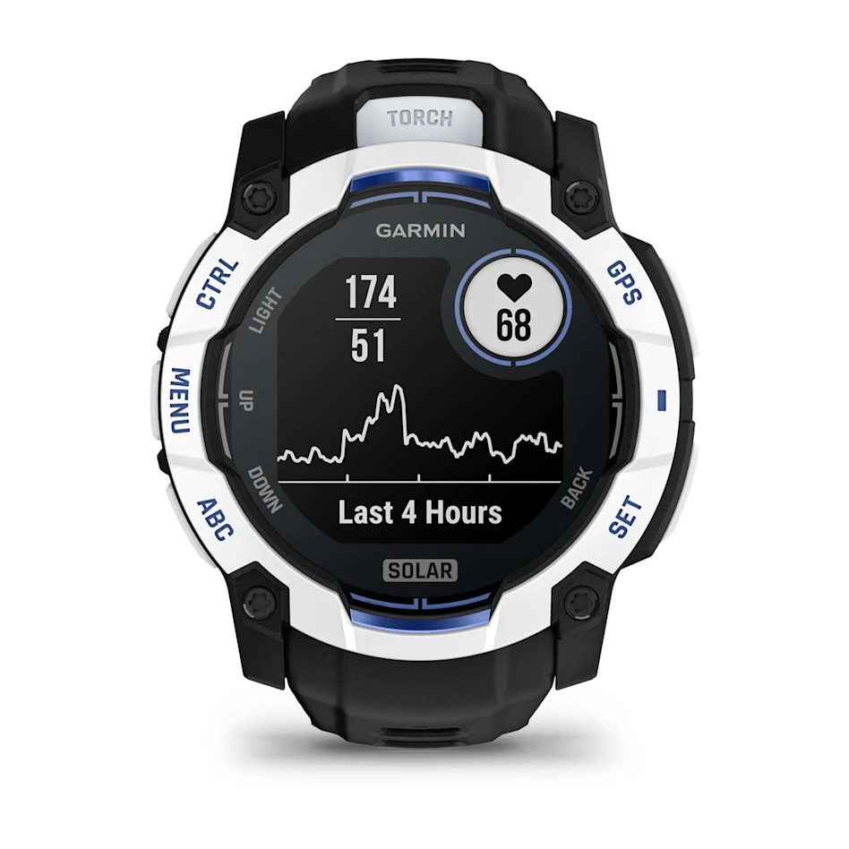 GARMIN Instinct 3 50mm Solar Whitestone Black & Bolt Blue Polymer Smartwatch 010-02935-03
