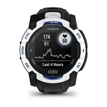 GARMIN Instinct 3 50mm Solar Whitestone Black & Bolt Blue Polymer Smartwatch 010-02935-03