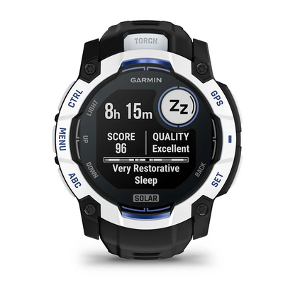 GARMIN Instinct 3 50mm Solar Whitestone Black & Bolt Blue Polymer Smartwatch 010-02935-03