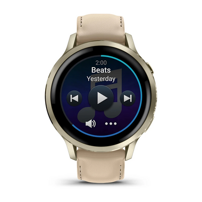 GARMIN Venu 4 41mm AMOLED Polymer & Lunar Gold Tone Smartwatch with Silicone & Leather Straps 010-03013-03