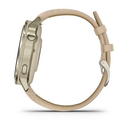 GARMIN Venu 4 41mm AMOLED Polymer & Lunar Gold Tone Smartwatch with Silicone & Leather Straps 010-03013-03
