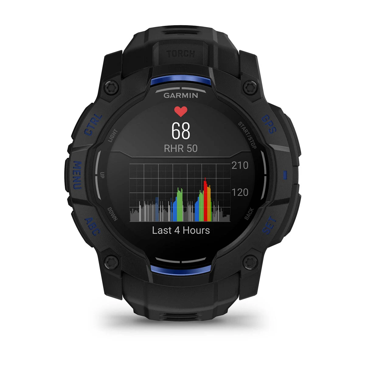 GARMIN Instinct 3 50mm AMOLED Black & Bolt Blue Polymer Smartwatch 010-03020-03