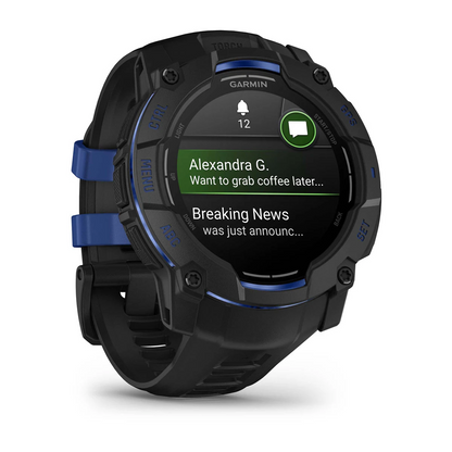 GARMIN Instinct 3 50mm AMOLED Black & Bolt Blue Polymer Smartwatch 010-03020-03