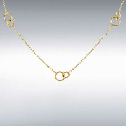 9ct Gold Double Ring Station Necklace