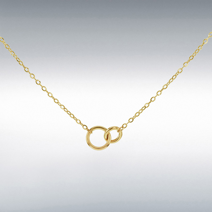 9ct Gold Double Ring Station Necklace
