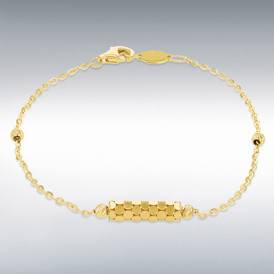 9ct Gold Round Mirror Station Bracelet