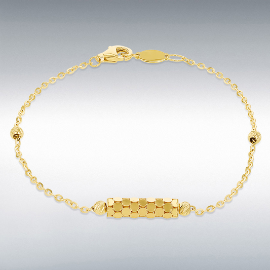 9ct Gold Round Mirror Station Bracelet