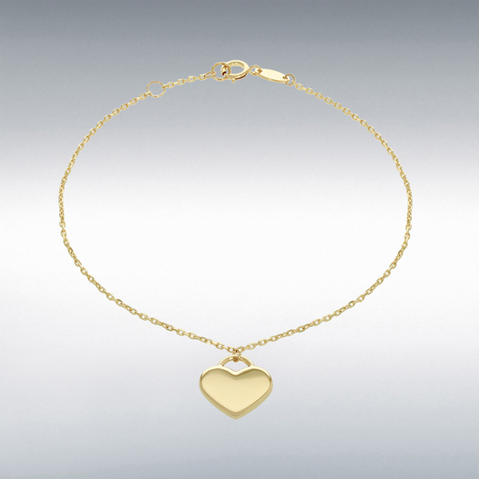 9ct Gold Heart Drop Bracelet