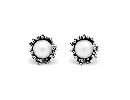 Giovanni Raspini Sterling Silver & Pearl Anemone Stud Earrings