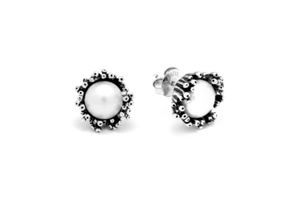 Giovanni Raspini Sterling Silver & Pearl Anemone Stud Earrings