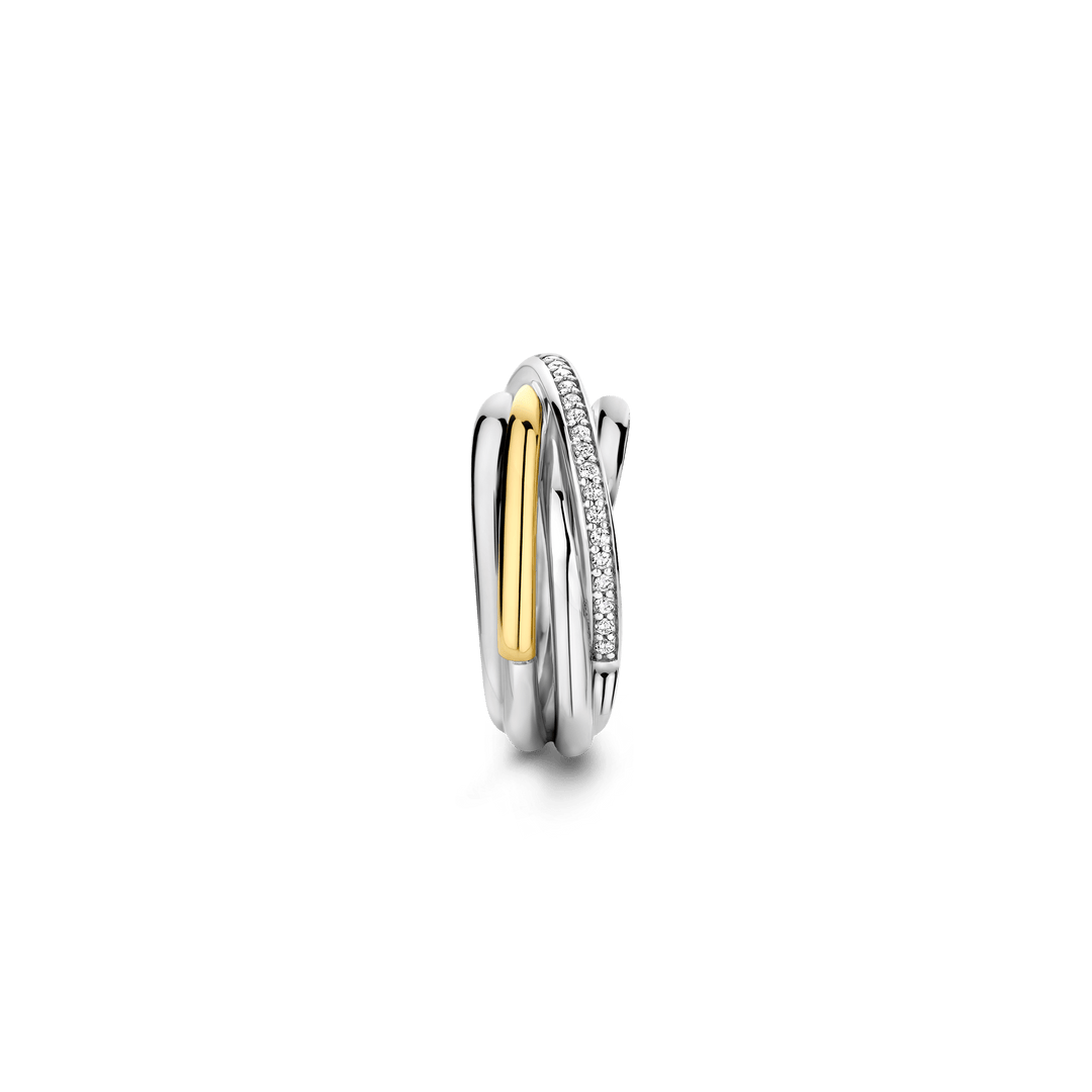 TI SENTO Sterling Silver & Gold Plated Cubic Zirconia Set Ring