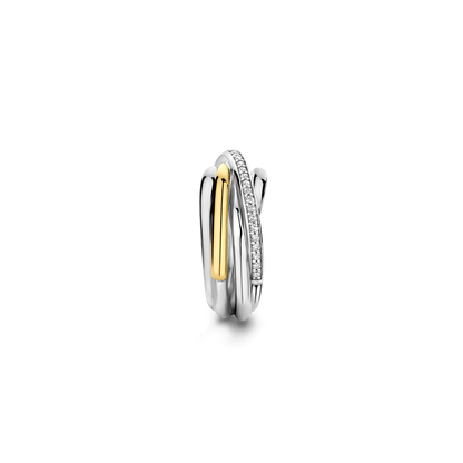 TI SENTO Sterling Silver & Gold Plated Cubic Zirconia Set Ring