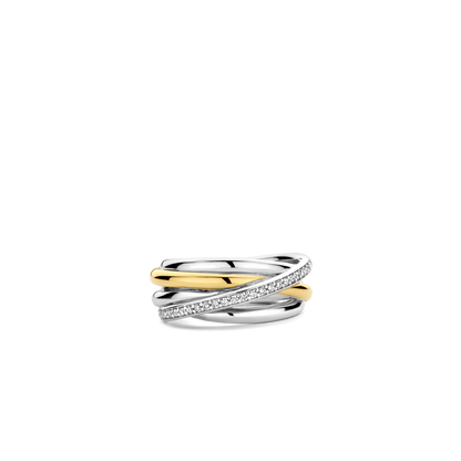 TI SENTO Sterling Silver & Gold Plated Cubic Zirconia Set Ring
