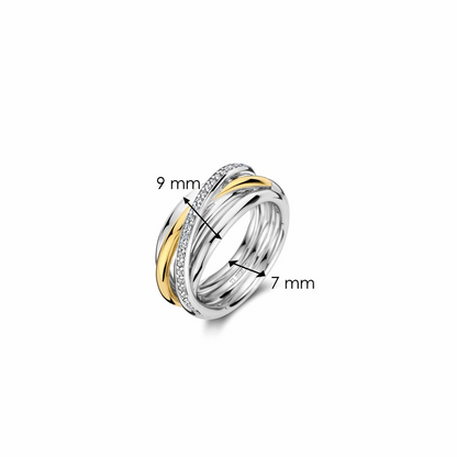 TI SENTO Sterling Silver & Gold Plated Cubic Zirconia Set Ring