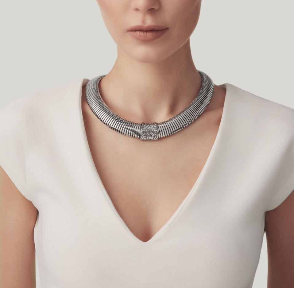 Giovanni Raspini Sterling Silver Croco Tubogas Necklace