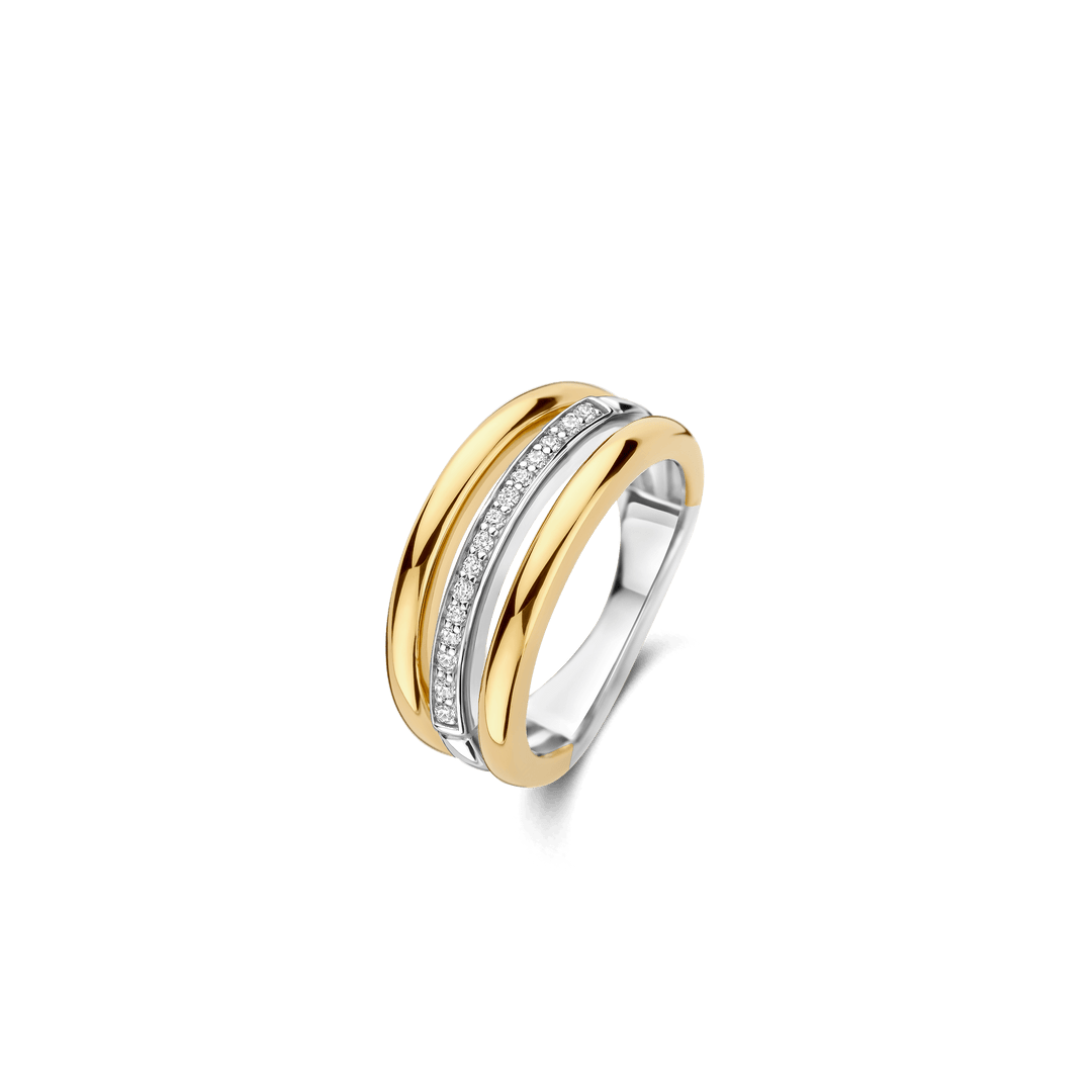 TI SENTO Sterling Silver & Gold Plated Cubic Zirconia Set Ring