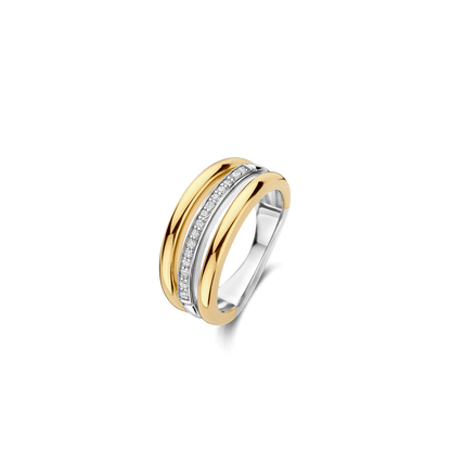 TI SENTO Sterling Silver & Gold Plated Cubic Zirconia Set Ring
